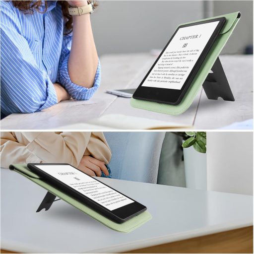 Husă de protecție VOVIPO pentru Kindle Paperwhite generația 11-12, silicon verde cu suport