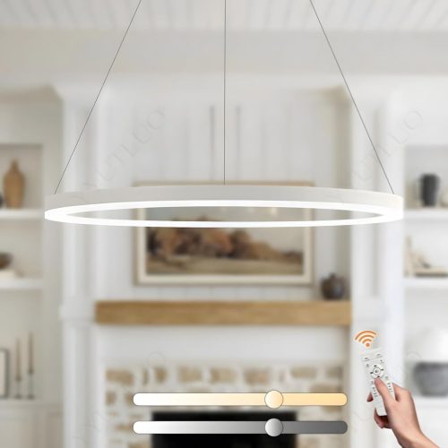 YYUTLUO Lustră LED Modernă - 80 cm Lampă Suspendată Circulară Albă, 35W, Telecomandată, Dimmabilă, Iluminat pentru Living și Dormitor