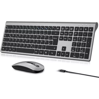   Set tastatură și mouse wireless RaceGT, ergonomic, reîncărcabil, 2.4 GHz, QWERTZ