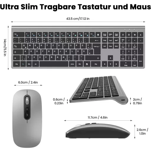 Set tastatură și mouse wireless RaceGT, ergonomic, reîncărcabil, 2.4 GHz, QWERTZ