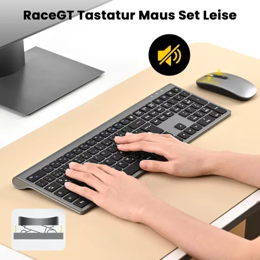 RaceGT Wireless Billentyűzet és Egér Szett, Ergonomikus, Újratölthető, 2.4 GHz, QWERTZ