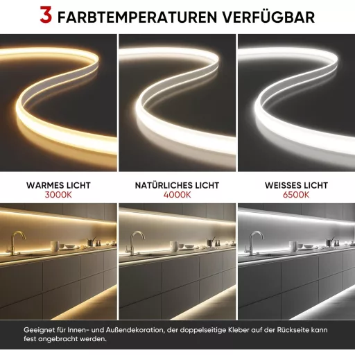 Shine Decor COB LED pásik 2m, 220V vodotesný, teplá biela, osvetlenie do kuchyne a záhrady