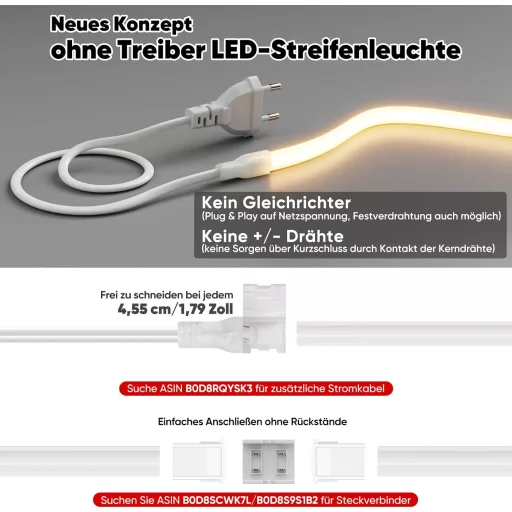 Shine Decor COB LED szalag 2m, 220V vízálló, meleg fehér, konyhai és kertészeti világítás