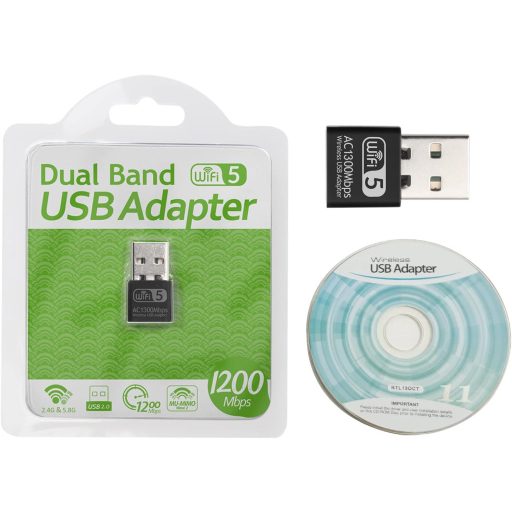 Aigital USB WiFi Adapter 1300Mbps Dual Band 2.4GHz/5.8GHz Vezeték Nélküli Hálózati Vevő PC/Laptop Windows 11/10/8/7/XP és Mac OS Kompatibili