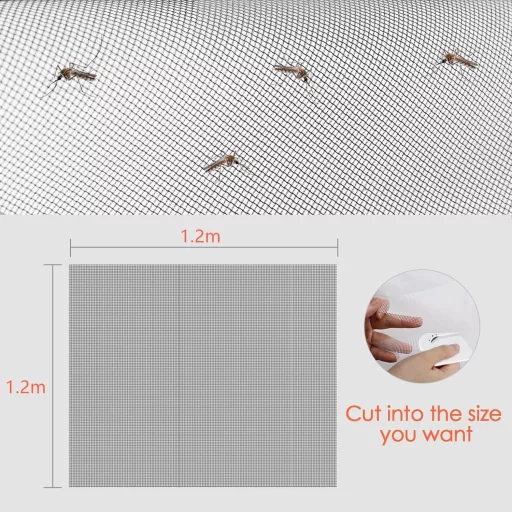 MYCARBON Ablak Szúnyogháló 120x120 cm, Vágható, Fúrás Nélkül, Fekete