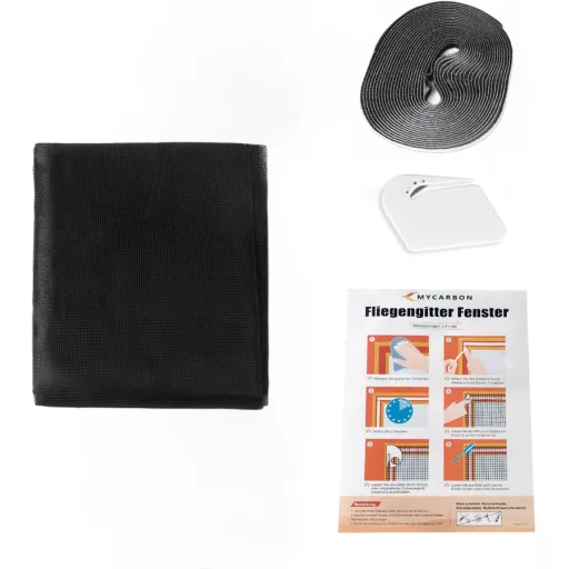 Plasă de insecte pentru fereastră MYCARBON 120x120 cm, tăiabilă, fără găurire, neagră