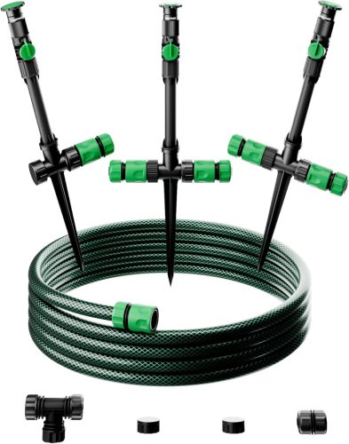 Sistem de Irigare pentru Grădină RESTMO 10M - Aspersor Ajustabil 360° cu Țăruș și Set Conector Rapid