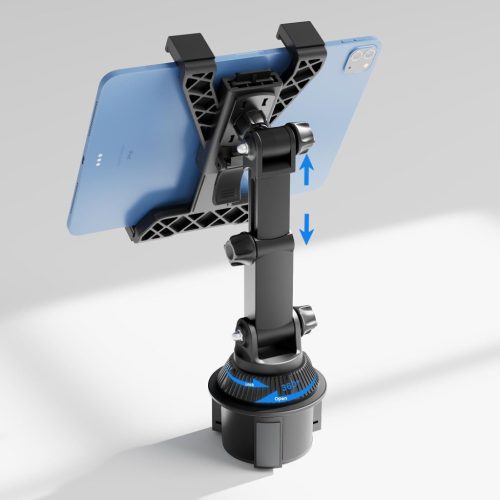 OHLPRO Tablet Tartó Autóba Pohártartóba - 7-11" iPad és Samsung Tabletekhez - 360° Forgatható, Állítható Kar, Stabil Rögzítés