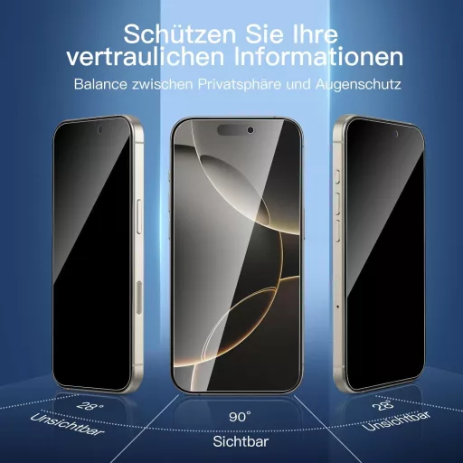 NEW'C iPhone 16 Pro Üvegfólia Szett 2db Adatvédelmi + 2db Kamera Védelem - 16 Pro 6,3 Zoll, black