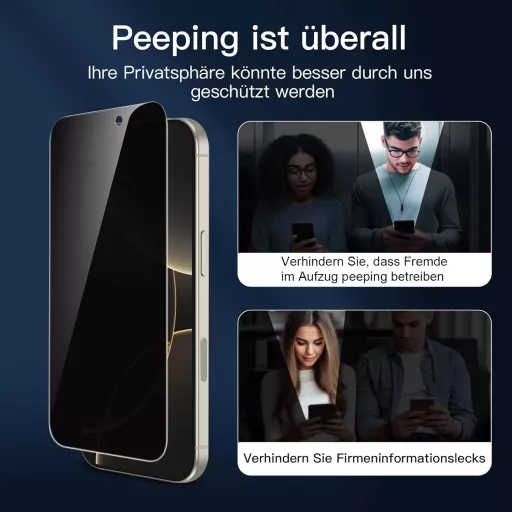 NEW'C iPhone 16 Pro Üvegfólia Szett 2db Adatvédelmi + 2db Kamera Védelem - 16 Pro 6,3 Zoll, black