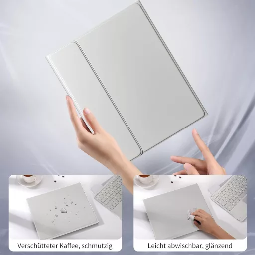 Vobafe iPad Air 13" és iPad Pro 12.9" Billentyűzetes Tok QWERTZ Trackpad Világosszürke