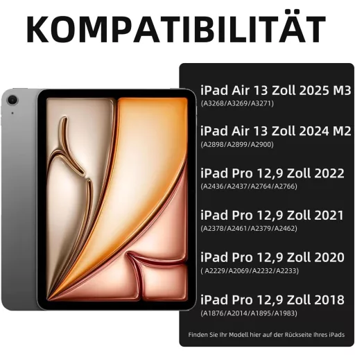 Vobafe iPad Air 13" és iPad Pro 12.9" Billentyűzetes Tok QWERTZ Trackpad Világosszürke
