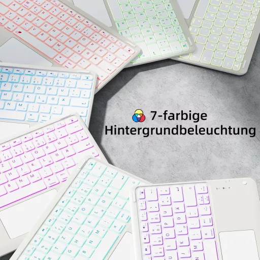 Husă cu tastatură QWERTZ și trackpad Vobafe pentru iPad Air 13" și iPad Pro 12.9", gri deschis