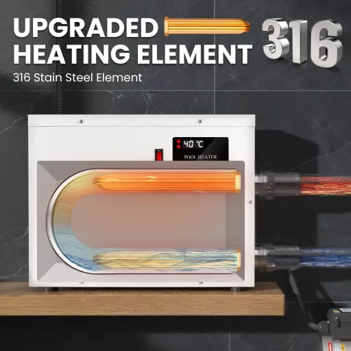 Mxmoonant 11KW medence melegítő 220V termosztáttal, 25-50°C, érintőképernyős