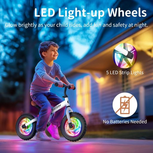 Bicicletă de echilibru BELEEV C2 cu roți LED, pentru copii de 2-5 ani, cu înălțime reglabilă