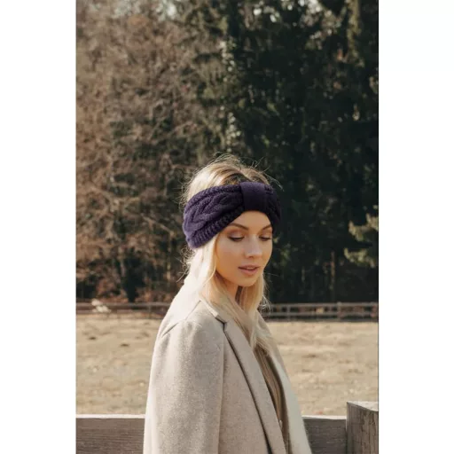 Dámska teplá pletená čelenka DRESHOW so zimnou ochranou uší a hrubou flísovou podšívkou