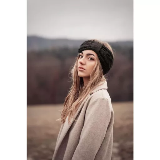 Bandă de păr DRESHOW pentru femei, tricotată, călduroasă, de iarnă, protecție pentru urechi, căptușită cu fleece gros.