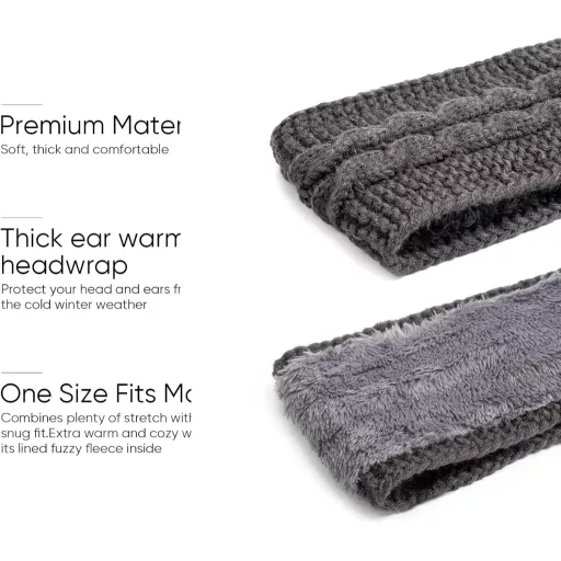Dámska teplá pletená čelenka DRESHOW so zimným chráničom uší a hrubou flísovou podšívkou