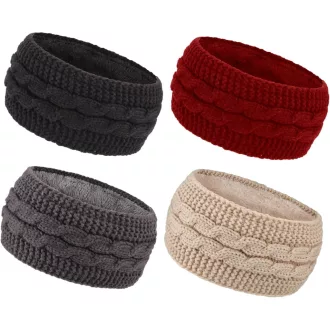   DRESHOW női meleg kötött fejpánt téli fülmelegítő vastag fleece béléssel