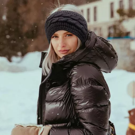 Bandă de păr călduroasă DRESHOW pentru femei, tricotată, de iarnă, cu căptușeală groasă din fleece, pentru protecția urechilor.