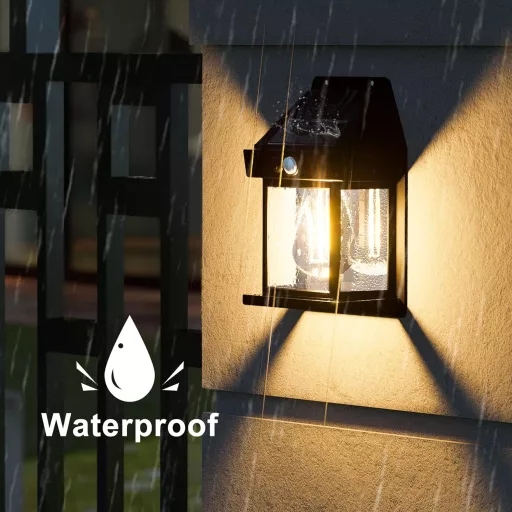 Flacchi napelemes kültéri fali lámpa mozgásérzékelővel, 2 darab, IP65 vízálló, meleg fehér