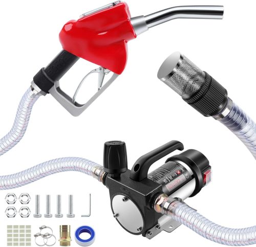 KAOLALI 12V 990W Dízel Szivattyú - 60L/perc Elektromos Üzemanyag Átemelő, Önfelszívó Gázolaj Pumpa 6m Tömlővel, Automatikus Leállítással