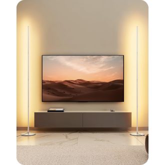   EDISHINE 2db LED Állólámpa Dimmer Funkcióval, Meleg Fehér 3000K, 146cm Magasságig Állítható, Ezüst