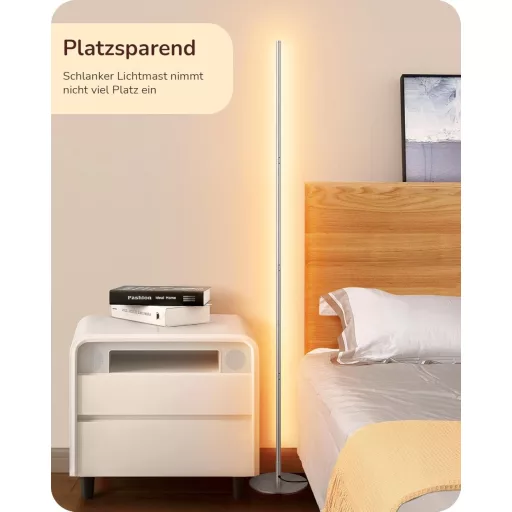 EDISHINE 2db LED Állólámpa Dimmer Funkcióval, Meleg Fehér 3000K, 146cm Magasságig Állítható, Ezüst