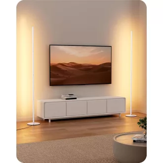   EDISHINE 2 db Állólámpa Szett - Fehér LED Padlólámpa, Szabályozható Fényerő, 3000K Meleg Fény, 146 cm Állítható Magasság, Memória Funkcióval