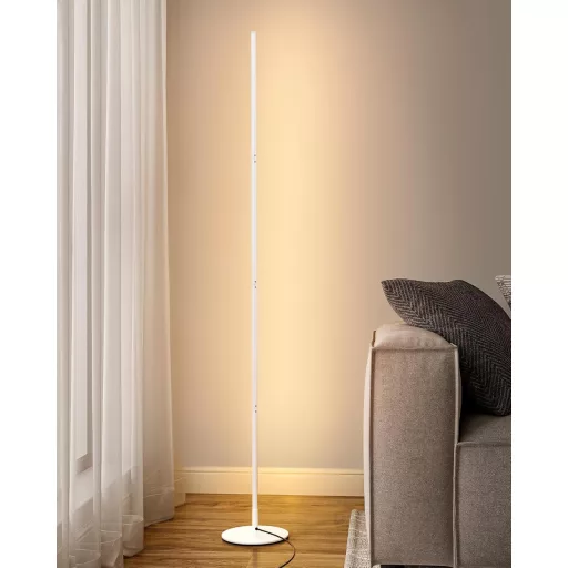 EDISHINE 2 ks Súprava Stojacích Lampa - Biela LED Podlahová Lampa, Stmievateľný Jas, 3000K Teplé Svetlo, 146 cm Nastaviteľná Výška, S Pamäťovou Funkciou