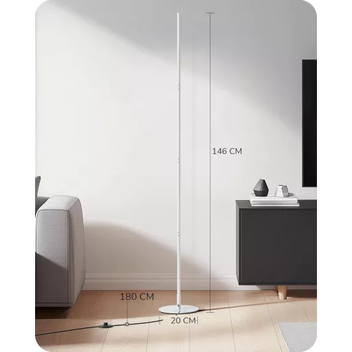 EDISHINE 2 db Állólámpa Szett - Fehér LED Padlólámpa, Szabályozható Fényerő, 3000K Meleg Fény, 146 cm Állítható Magasság, Memória Funkcióval