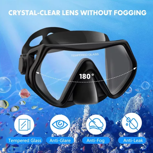 LITTLEJSY Snorkel szett felnőtteknek páramentes búvármaszk és száraz snorkelcsővel