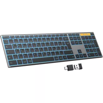   Tastatură Bluetooth Wireless OMOTON cu Carcasă Metalică, Iluminare QWERTZ, Ergonomică