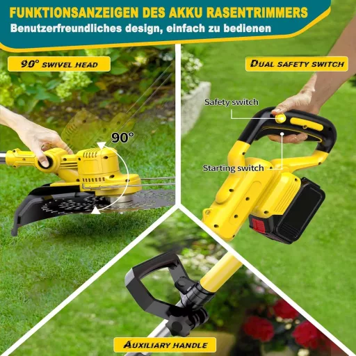 Fiutazge Akkumulátoros Fűnyíró 5 Pengefej és 2x4.0Ah Makita Kompatibilis Sárga