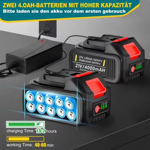 Fiutazge Akkumulátoros Fűnyíró 5 Pengefej és 2x4.0Ah Makita Kompatibilis Sárga