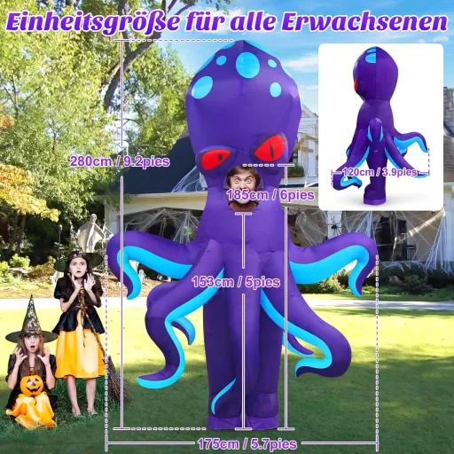 Danxilu Felfújható Jelmez Felnőtteknek - Polip és Dinoszaurusz Teljes Test Állatjelmez Férfiaknak és Nőknek - Vicces Cosplay, Party és Ünnep