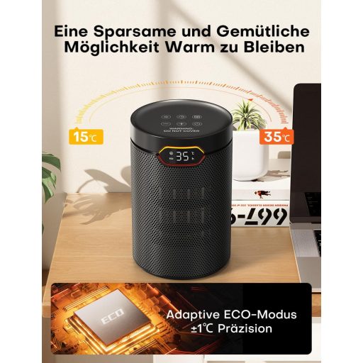 QEXREED 1500W PTC Ventilátoros Fűtőgép Termosztáttal, Távirányítóval és 24H Időzítővel