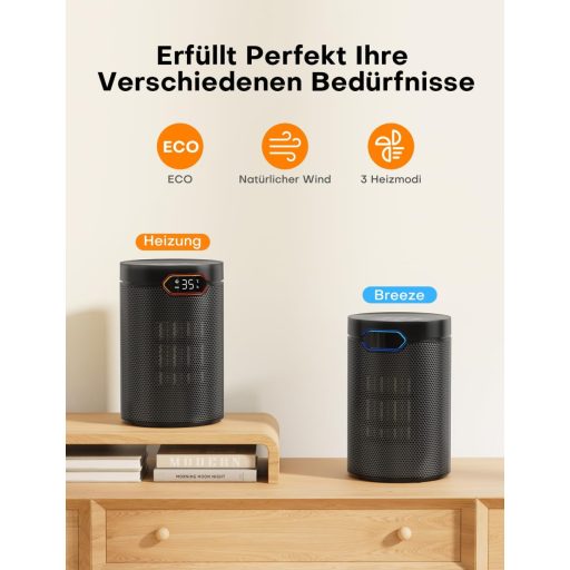 QEXREED 1500W PTC Ventilátoros Fűtőgép Termosztáttal, Távirányítóval és 24H Időzítővel