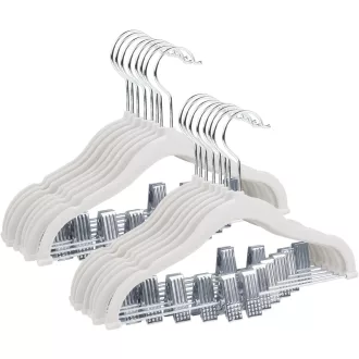   ManGotree 30 cm gyerek bársony ruhaakasztó csúszásmentes 16 db fehér