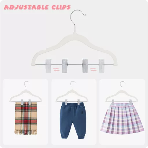 ManGotree 30 cm umerașe copii din catifea, antiderapante, 16 buc, alb