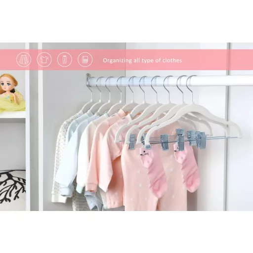 ManGotree 30 cm gyerek bársony ruhaakasztó csúszásmentes 16 db fehér