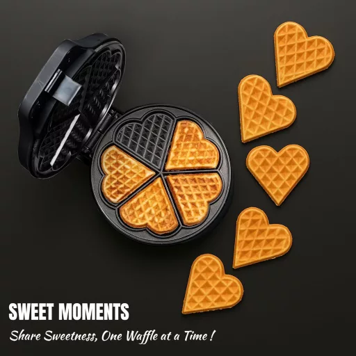 Bestron szívforma gofrisütő, 700W, antilengő bevonattal, fekete