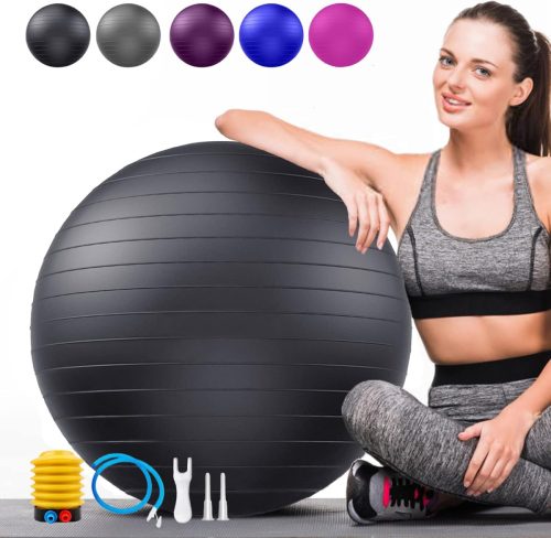 Goonidy 65cm Fekete Fitneszlabda - Ergonomikus Ülőlabda Gyerekeknek, Robbanásbiztos Tornalabda Jógához, Pilateshez, 2200 Font Teherbírással