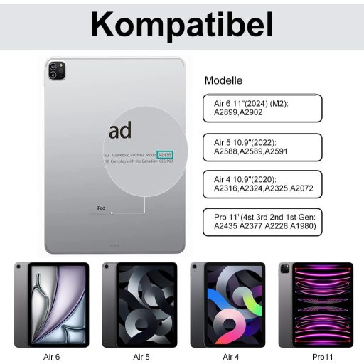 SENGBIRCH Magic Keyboard za iPad Air 11" M3/M2 Njemački QWERTZ Pozadinsko Osvjetljenje Trackpad Crni