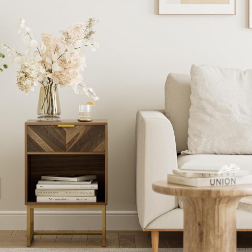 Nočný stolík HEYZOEY s otvoreným úložným priestorom, orech, 40x30x60 cm