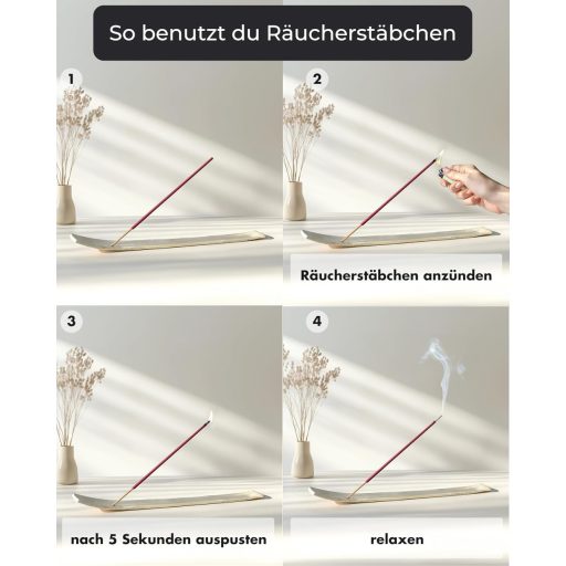 Incensera 100 darabos füstölő pálca szett - Szantálfa, Levendula, Tömjén, Mirra, Zsálya - Meditáció, Jóga, Relaxáció