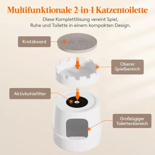 Lifewit XXL Macska WC Ház Rejtett Kaparódeszkával, Szagkontrollal és Szénszűrővel