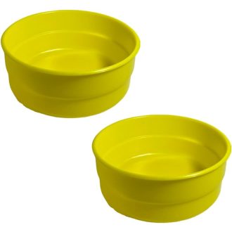  ANIMALPLAST 2 db Sárga Madáretetőtál - Műanyag Etető és Itató Tálka Kalitkához - Kisméretű és Közepes Madaraknak - Tartós, Könnyen Tisztítha
