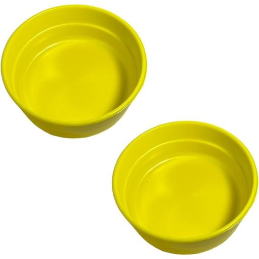 ANIMALPLAST 2 db Sárga Madáretetőtál - Műanyag Etető és Itató Tálka Kalitkához - Kisméretű és Közepes Madaraknak - Tartós, Könnyen Tisztítha