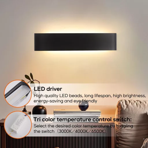 Mille Lucciole 18W LED fali lámpa fekete 28cm 2db szett